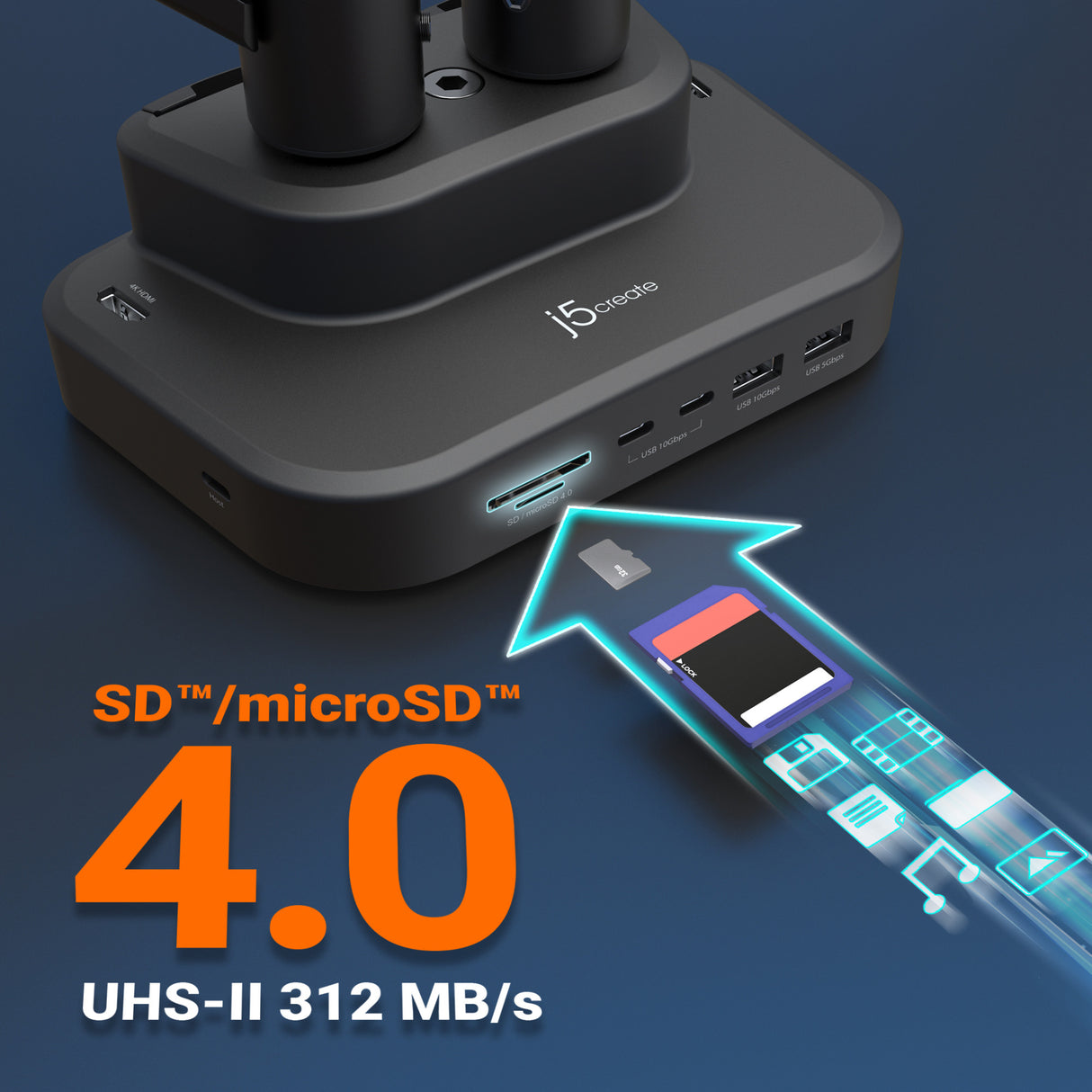 j5create Dual-Monitor Mount with Docking Station