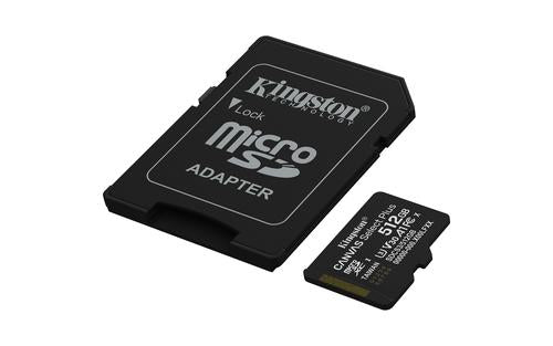 Kingston Technology 512 GB microSDXC Canvas Select Plus Gen3 150 MB/s A1-kort + adapter