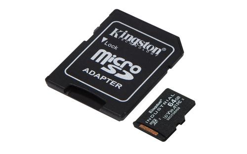 Kingston Technology 64GB microSDXC Industrial C10 A1 pSLC Card + SD Adapter