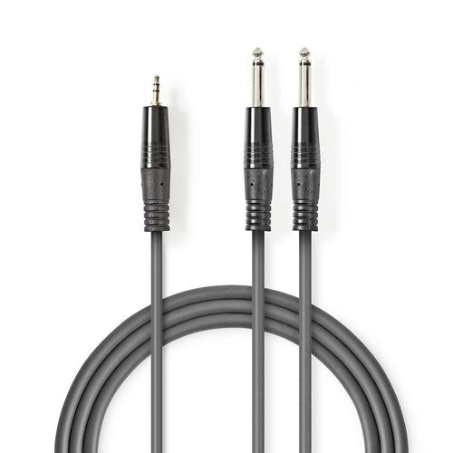 Nedis COTH23200GY15 lydkabel 1,5 m 2 x 6.35mm 3.5mm Grå