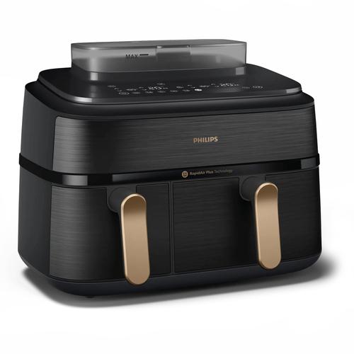 Philips 5000 series NA552/00 fryer Double 9 L Stand-alone 2750 W Hot air fryer Black, Gold