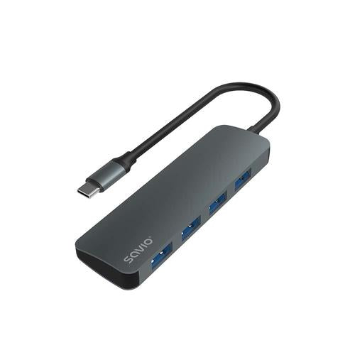 Savio Hub USB-C - 4 x USB-A AK-54 USB 3.2 Gen 1 (3.1 Gen 1) Type-A 1000 Mbit/s Black