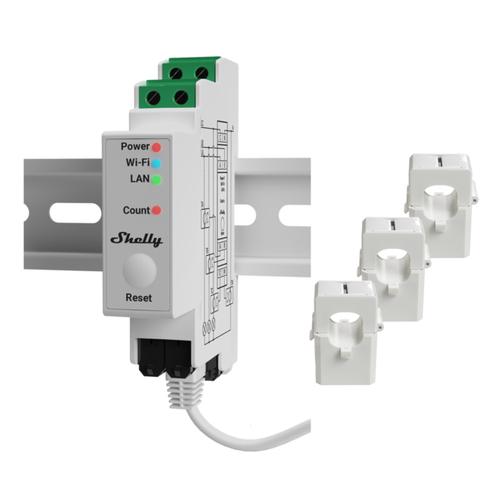 Shelly PRO 3EM 120A 3-Phase Energy Meter, WiFi/Bluetooth