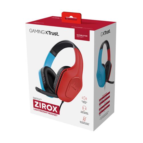 Trust GXT 416S Zirox Headset Wired Head-band Gaming Black, Cyan, Red