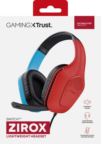 Trust GXT 416S Zirox Headset Wired Head-band Gaming Black, Cyan, Red