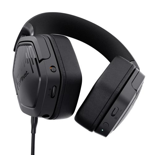Trust GXT 493 Carus Headset Kabel & trådløs Headset, Hjelm Spil USB Type-C / USB Type-A Bluetooth Sort