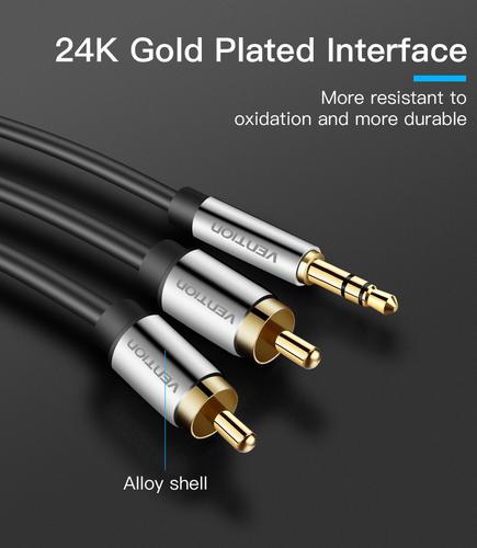 Vention BCFBH lydkabel 2 m 3.5mm TRRS 2 x RCA Sort
