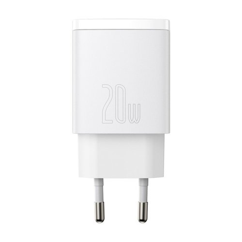 Baseus Kompakt hurtigoplader USB / USB Type C 20W 3A Strømforsyning Quick Charge 3.0 hvid (CCXJ-B02)