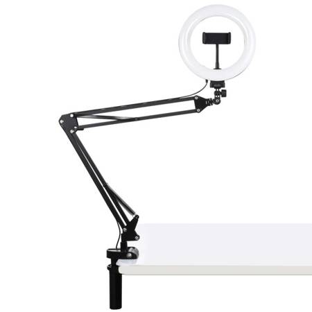 Skrivebordsarmstativ Puluz med 20 cm LED Vlogging Ring PKT3089B