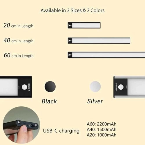 Xiaomi Yeelight Motion Sensor Closet Light A40, 1500mAh, 2700K, sort EU YDQA1620007BKGL