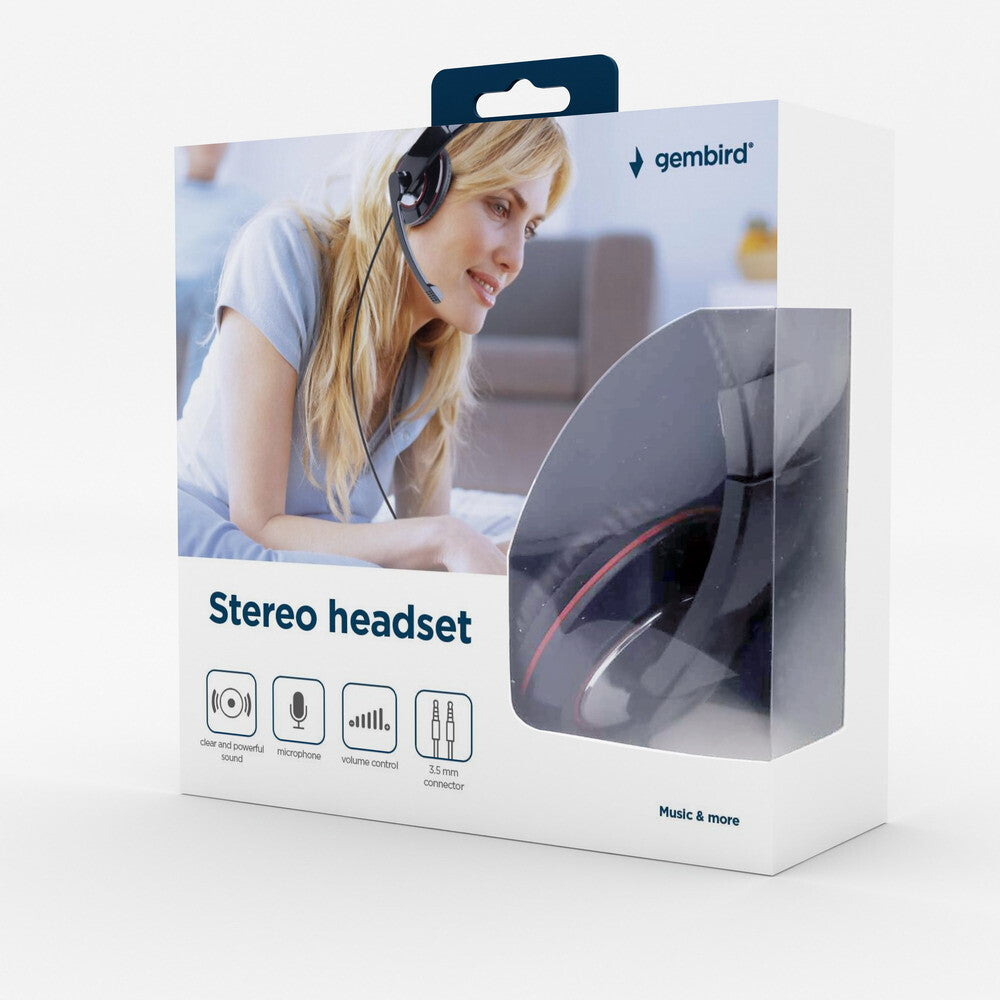 Gembird MHS-001 hovedtelefoner/headset Ledningsført Musik Sort