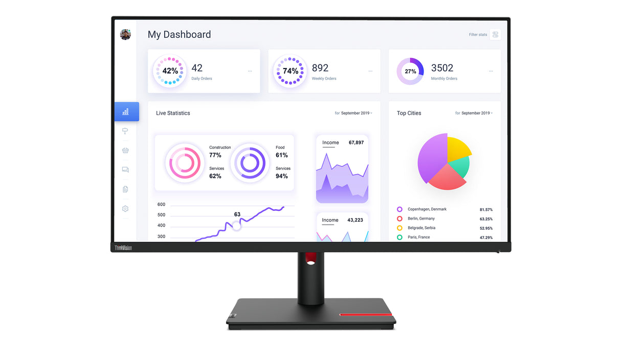Lenovo ThinkVision T32p-30 LED display 80 cm (31.5") 3840 x 2160 pixel 4K Ultra HD Sort