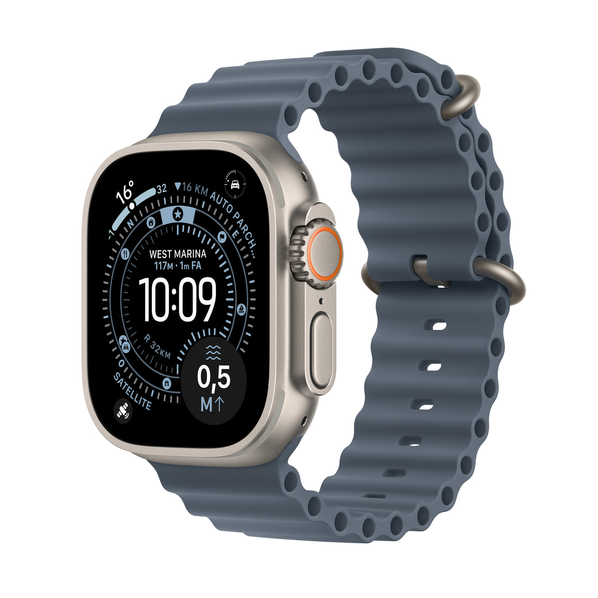 *Apple Watch Ultra 3 GPS + Cellular 49mm Natural Titanium Case with Anchor Blue Ocean Band