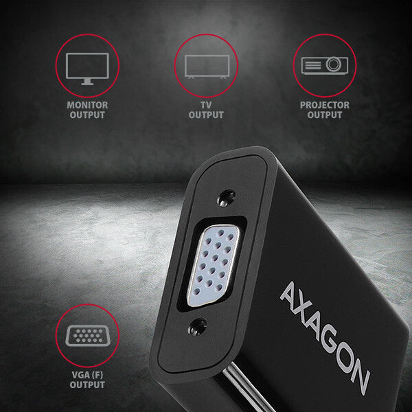Axagon RVH-VGAN videokabel adapter 0,15 m HDMI Type A (Standard) VGA (D-Sub) Sort