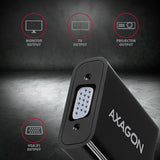 Axagon RVH-VGAN videokabel adapter 0,15 m HDMI Type A (Standard) VGA (D-Sub) Sort