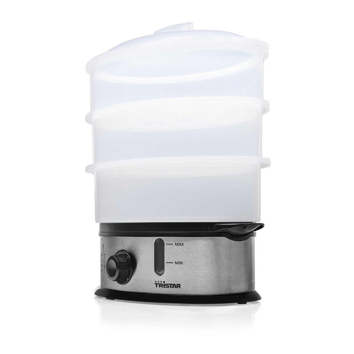 Tristar VS-3914 dampkoger 3 kurv(e) Bordplade 1200 W Sort, Rustfrit stål, Gennemsigtig