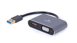 Gembird A-USB3-HDMIVGA-01 USB grafisk adapter 3840 x 2160 pixel Grå