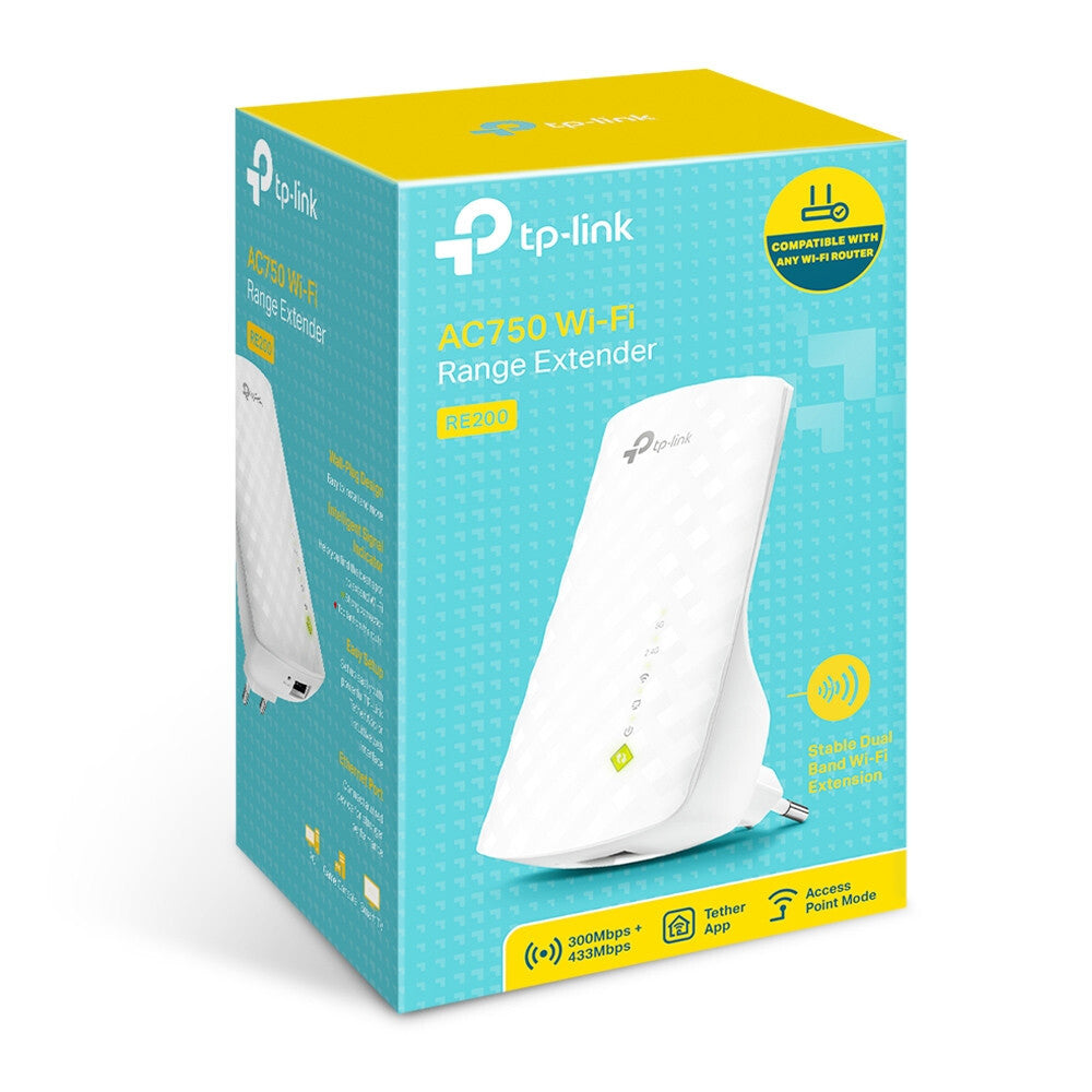 TP-Link RE200 netværk forlænger Netværksgentager Hvid 10, 100 Mbit/s