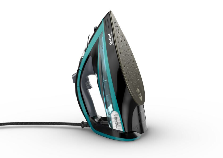 Tefal Ultimate Pure FV9844 Tør & dampstrygejern Durilium autoclean strygesål 3200 W Sort, Blå