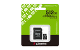 Kingston Technology 512 GB microSDXC Canvas Select Plus Gen3 150 MB/s A1-kort + adapter