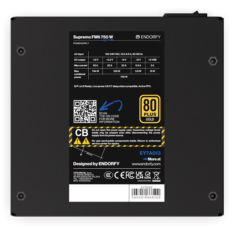 ENDORFY Supremo FM6 750 W enhed til strømforsyning 24-pin ATX ATX Sort