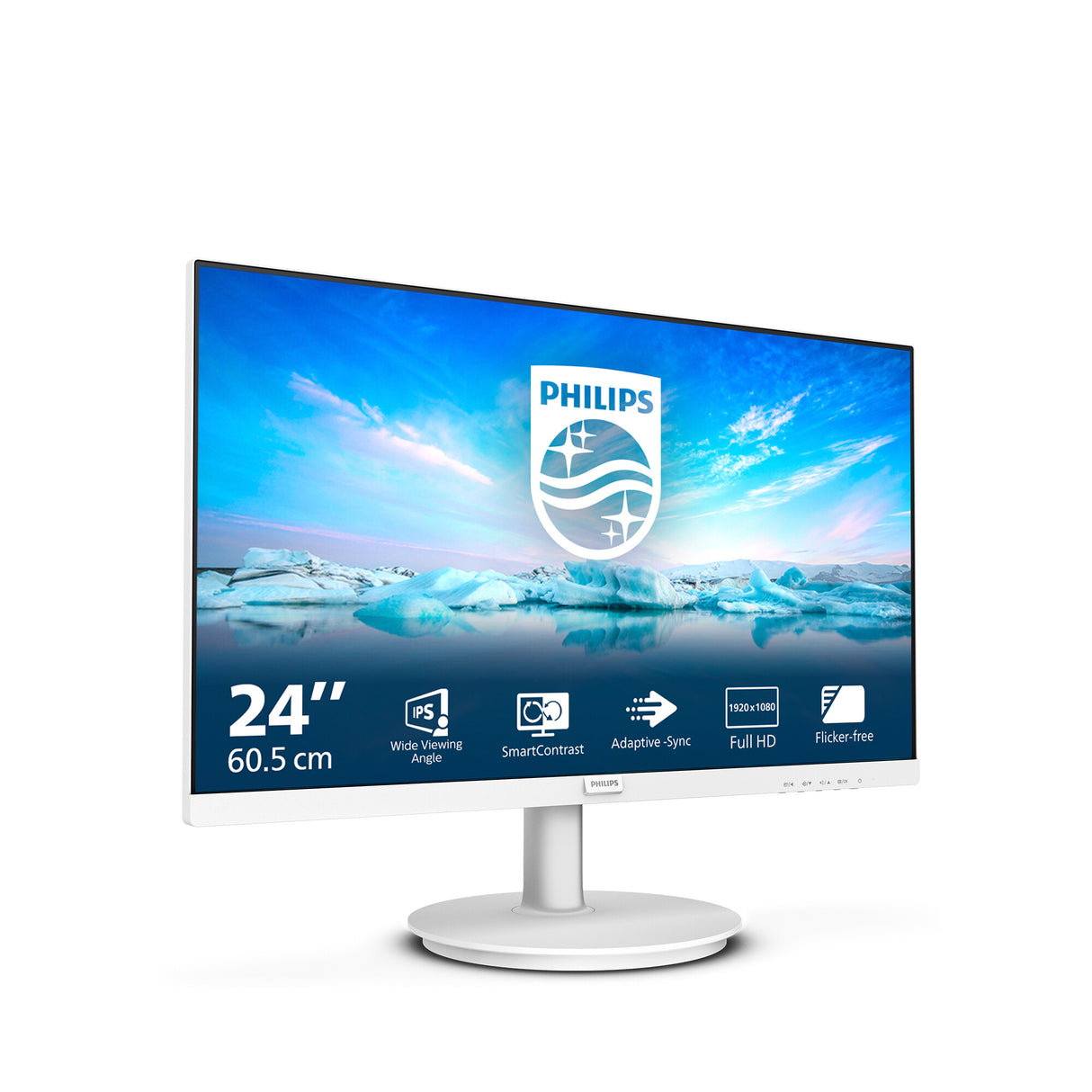 Philips V Line 241V8AW/00 computerskærm 60,5 cm (23.8") 1920 x 1080 pixel Fuld HD LCD Hvid