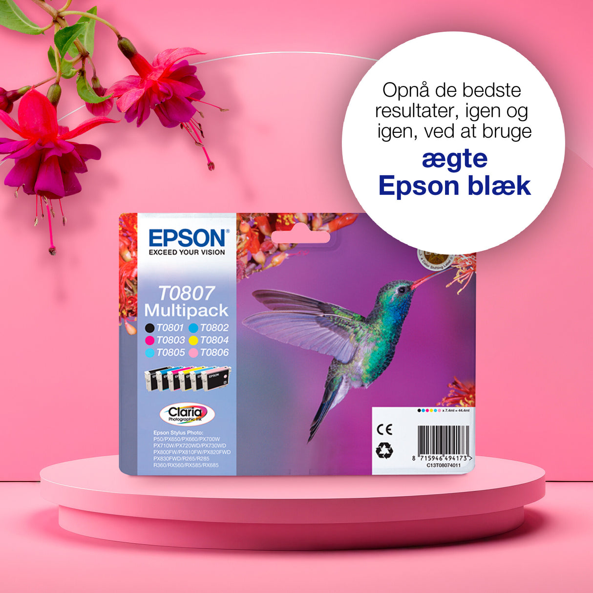 Epson Hummingbird Enkeltpakke, cyan T0802 Claria Photographic Ink
