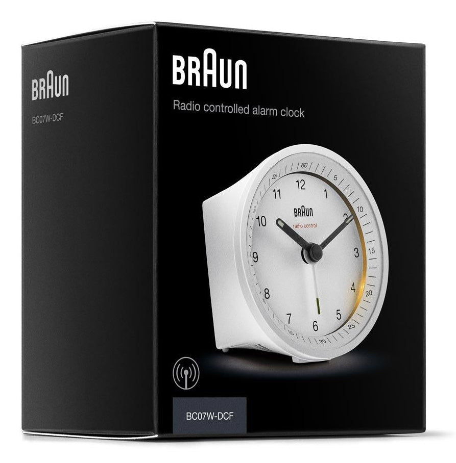 [AI generated title] Braun Bc 07 W-Dcf Radio Vækkeur Med Dcf Signal Hvid