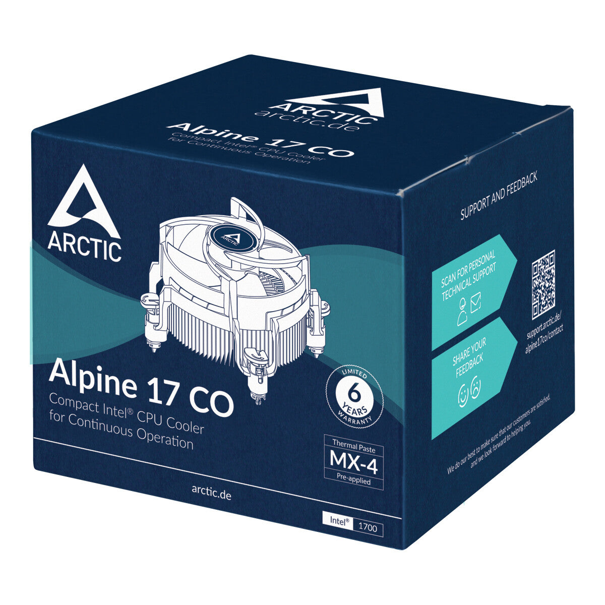 ARCTIC Alpine 17 CO Processor Luftkøler 9,2 cm Sort, Sølv 1 stk