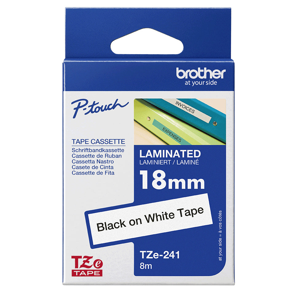 Brother TZE-241 etiketbånd Sort på hvid