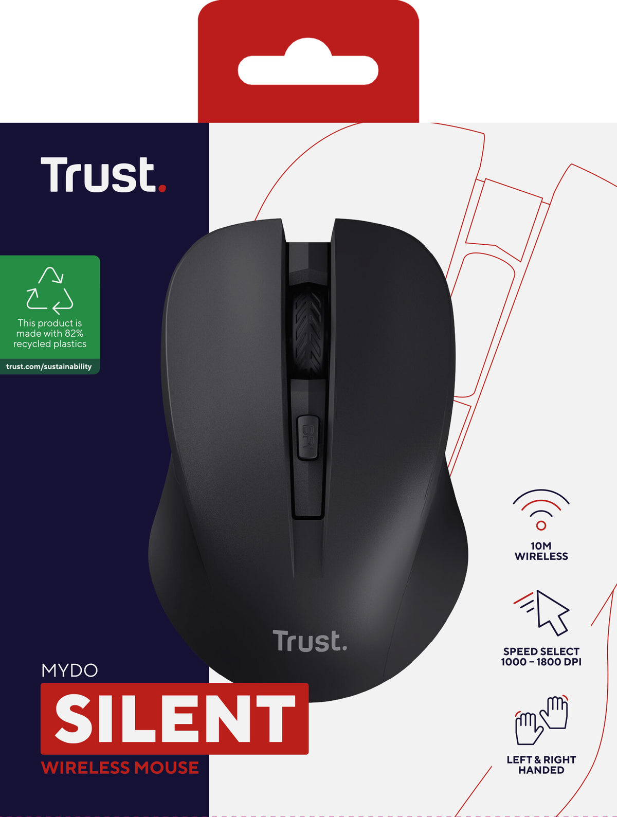 Trust Mydo mus Kontor Ambidextrous RF trådløst Optisk 1800 dpi