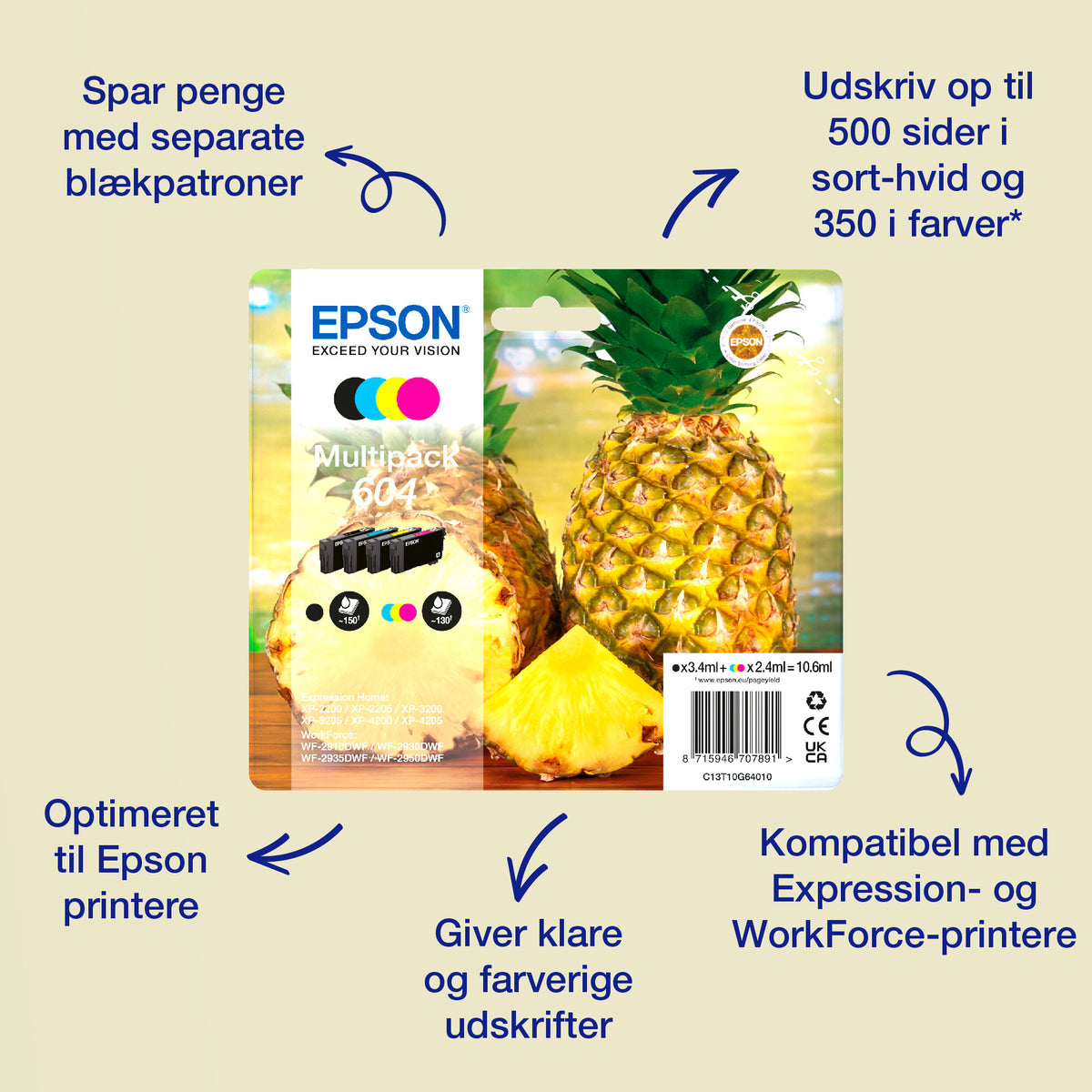 Epson 604 blækpatron 1 stk Original Standard udbytte Blå