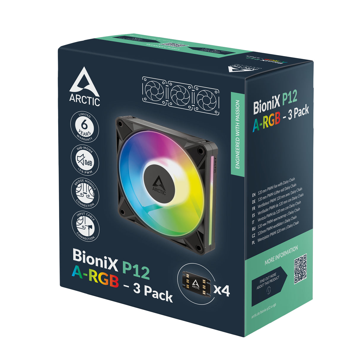 ARCTIC BioniX P12 A-RGB Computerkabinet Ventilator 12 cm Sort 3 stk