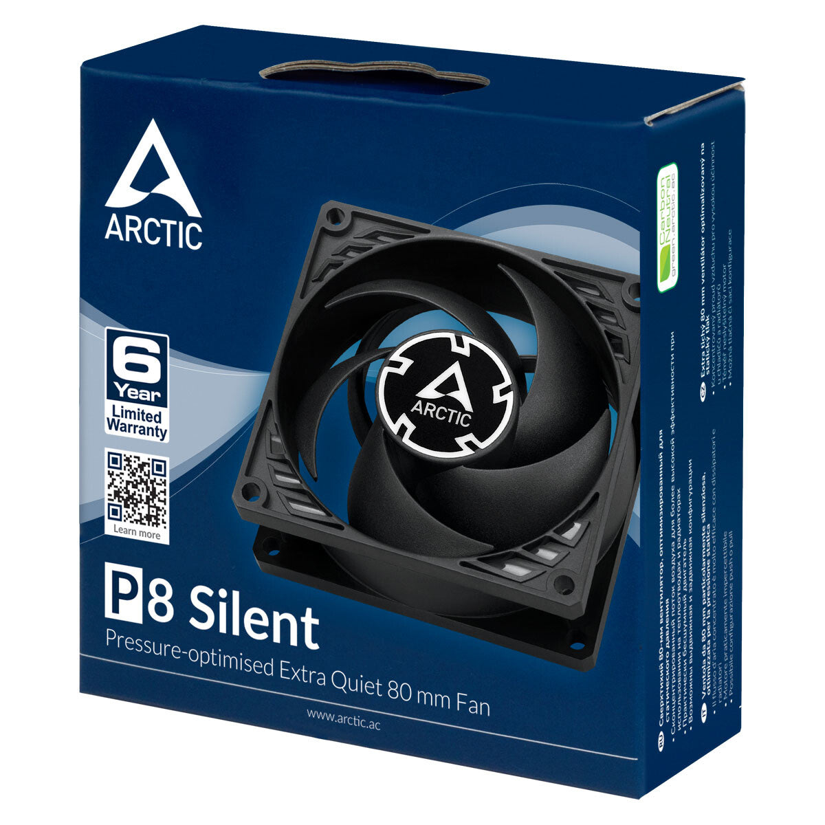 ARCTIC P8 Silent Computerkabinet Ventilator 8 cm Sort