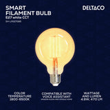 Deltaco SMART H LED filament lamp E27 WiFI 2.4GHz 4.9W 470lm Dim
