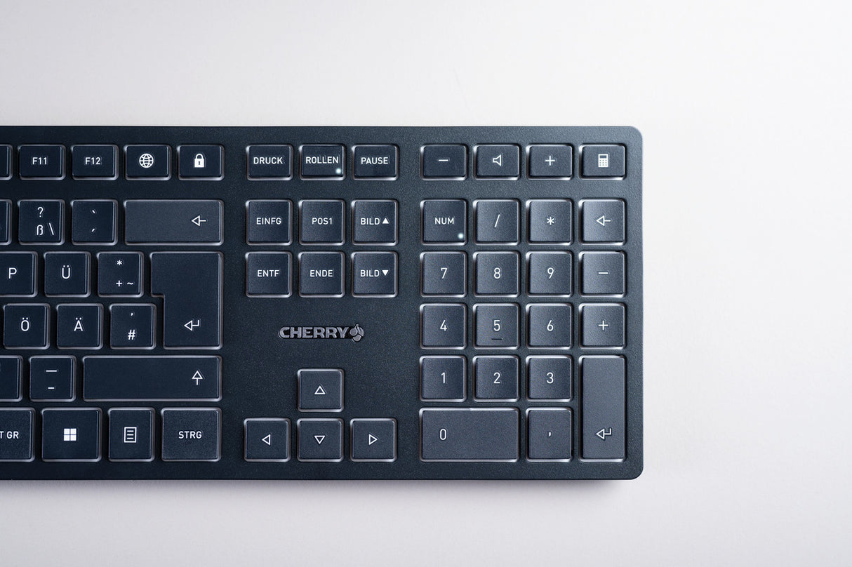 CHERRY KW 9100 SLIM tastatur Universel RF trådløs + Bluetooth QWERTY Nordisk Sort