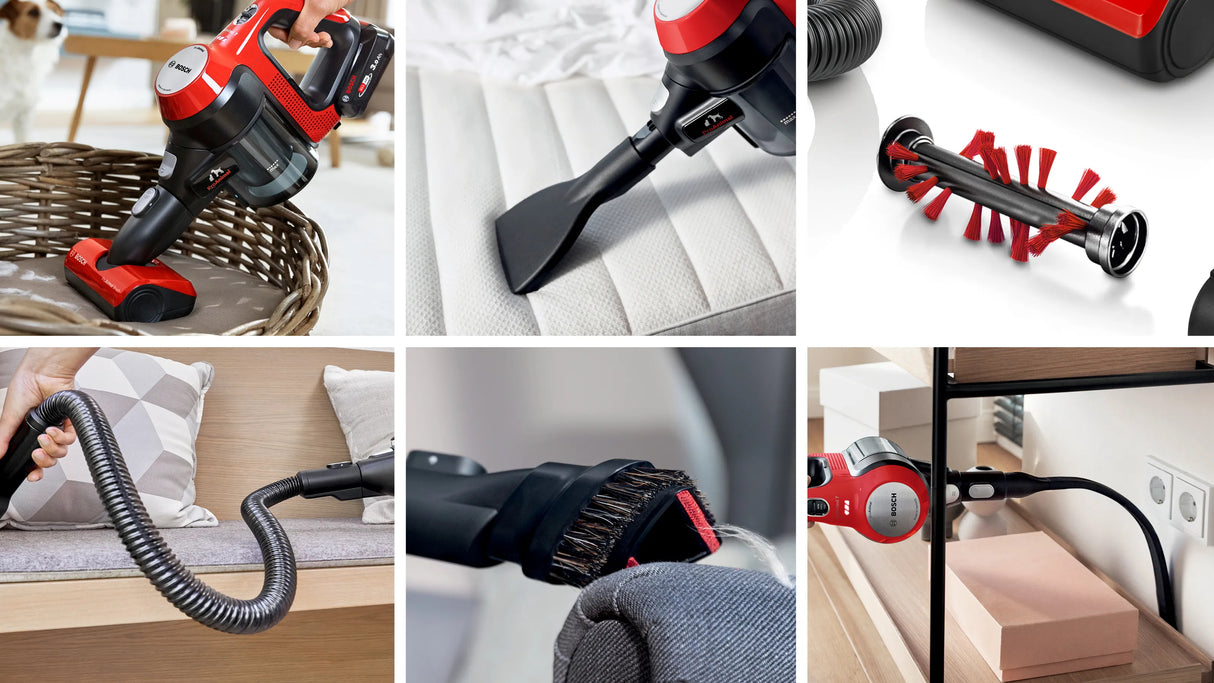 Bosch BCS711PET stav støvsuger & elektrisk kost Stick vakuum Batteri Dry Poseløs 0,3 L Sort, Rød 3 At