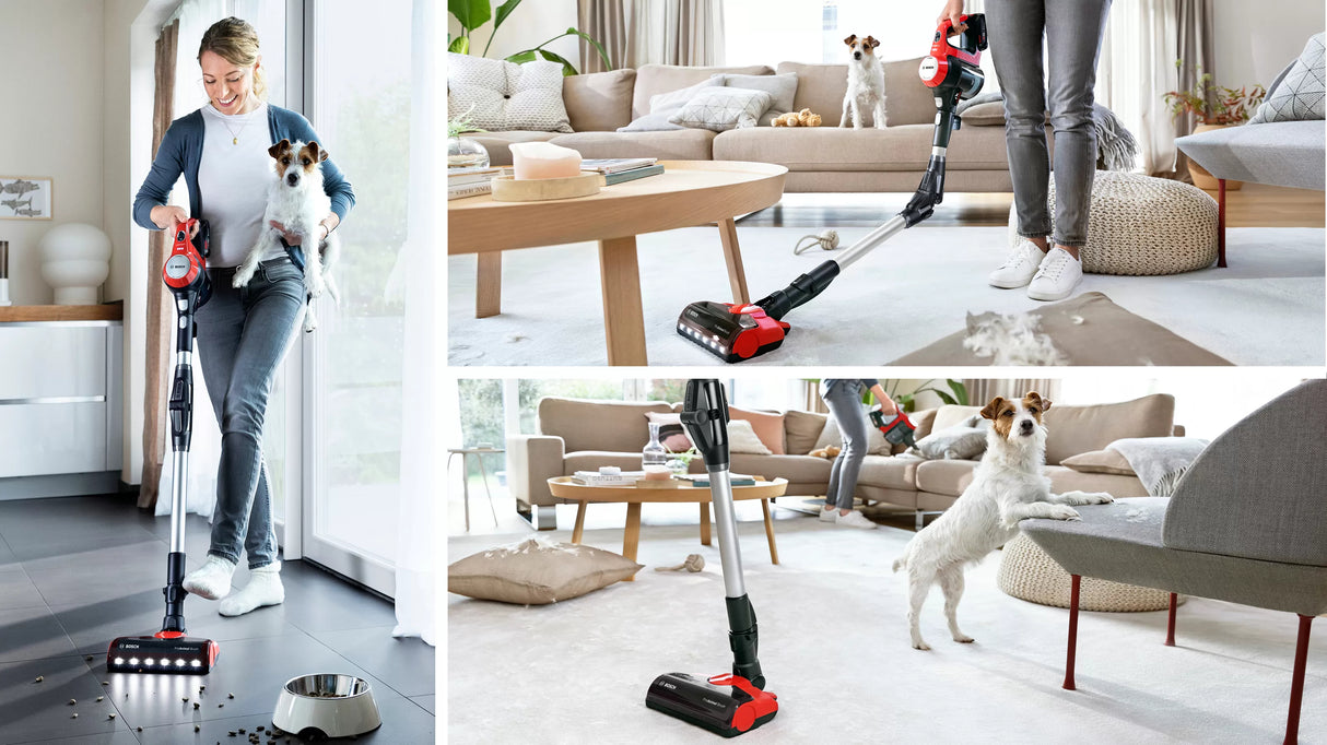 Bosch BCS711PET stav støvsuger & elektrisk kost Stick vakuum Batteri Dry Poseløs 0,3 L Sort, Rød 3 At