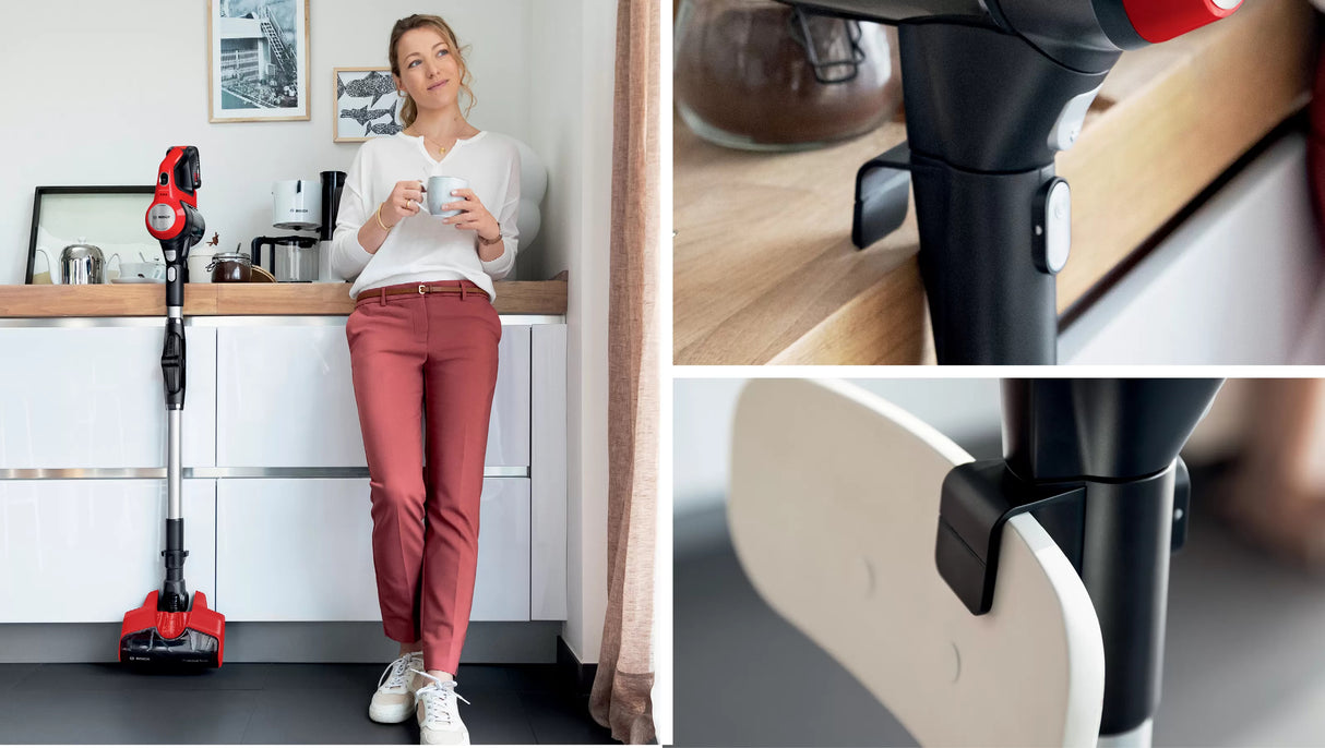 Bosch BCS711PET stav støvsuger & elektrisk kost Stick vakuum Batteri Dry Poseløs 0,3 L Sort, Rød 3 At