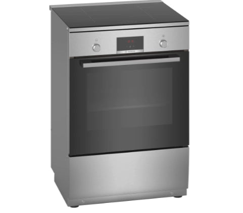 Bosch Serie 4 HLN39A050U komfur og ovn Fritstående komfur Elektrisk Zone induktionskogeplade Sort, Grå