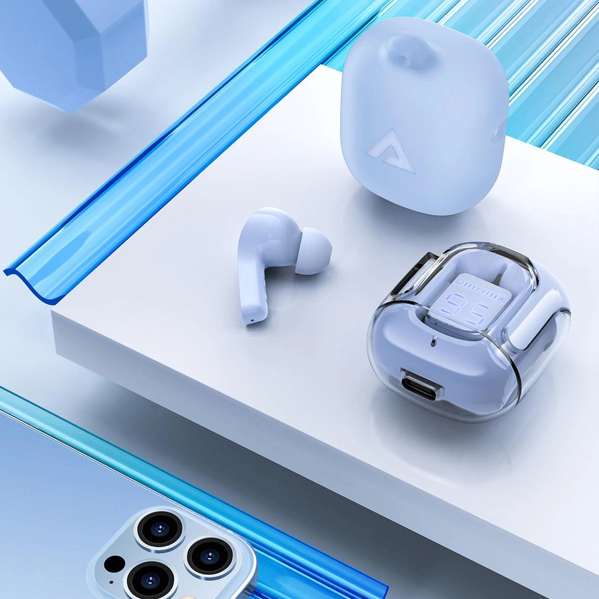 Acefast T6 TWS Bluetooth In-Ear trådløse hovedtelefoner - lysblå