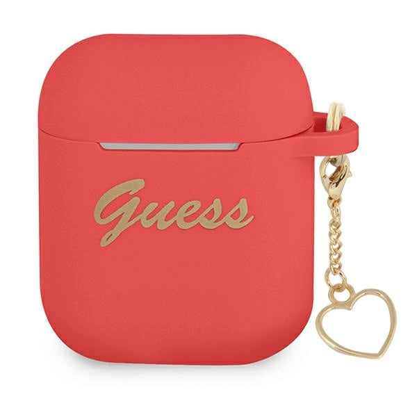 Guess GUA2LSCHSR AirPods cover rød/rød Silicone Charm Heart Collection