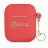 Guess GUA2LSCHSR AirPods cover rød/rød Silicone Charm Heart Collection