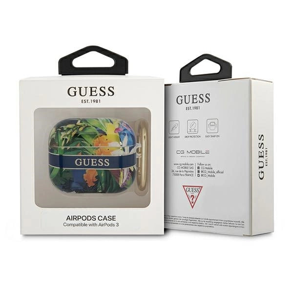 Guess GUA3HHFLB AirPods 3 cover blå/blå Flower Strap Collection