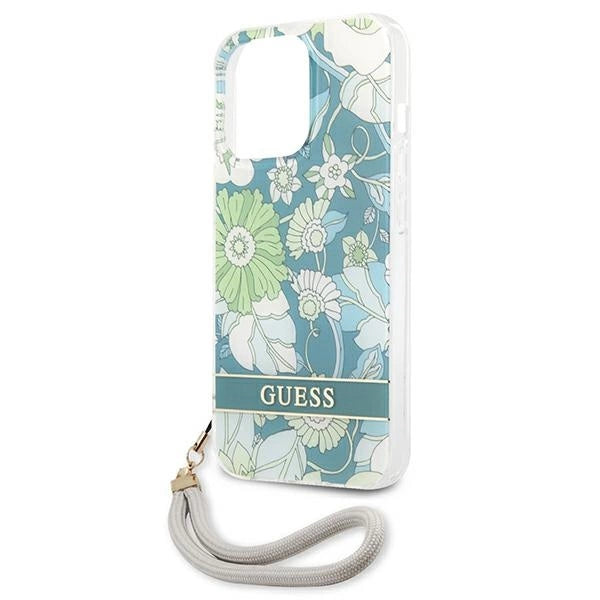 Guess GUHCP13LHFLSN iPhone 13 Pro / 13 6.1" grøn/grøn hardcase Flower Strap