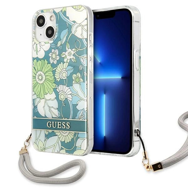 Guess GUHCP13MHFLSN iPhone 13 6.1" grøn/grøn hardcase Flower Strap