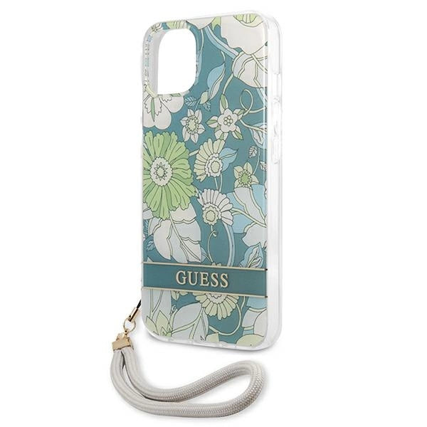 Guess GUHCP13MHFLSN iPhone 13 6.1" grøn/grøn hardcase Flower Strap