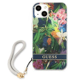 Guess GUHCP13SHFLSB iPhone 13 mini 5.4" blå/blå hardcase Flower Strap