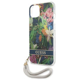 Guess GUHCP13SHFLSB iPhone 13 mini 5.4" blå/blå hardcase Flower Strap