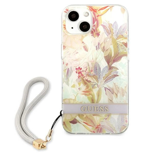 Guess GUHCP13SHFLSU iPhone 13 mini 5.4" lilla/lila hårdkasse Blomsterstrop